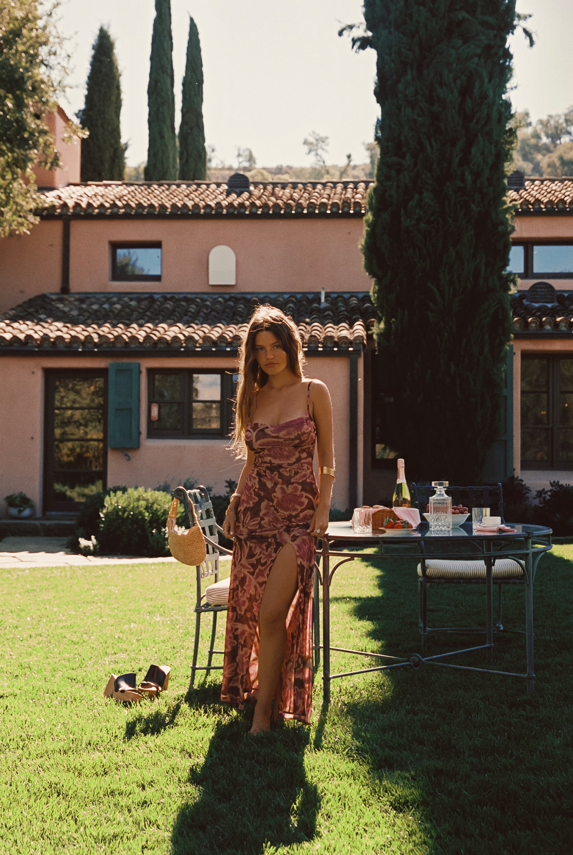 Rhodes Maxi Dress Mesh in Marmont  SKATIE
