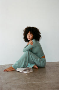 Henley Top Baby Ribbed - Sage