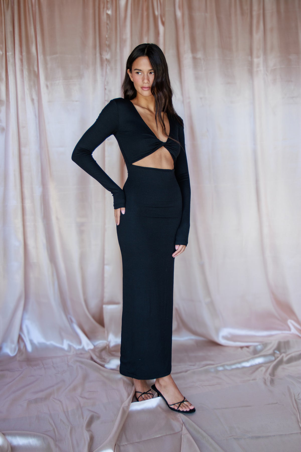 Holly Dress Ribbed - Black