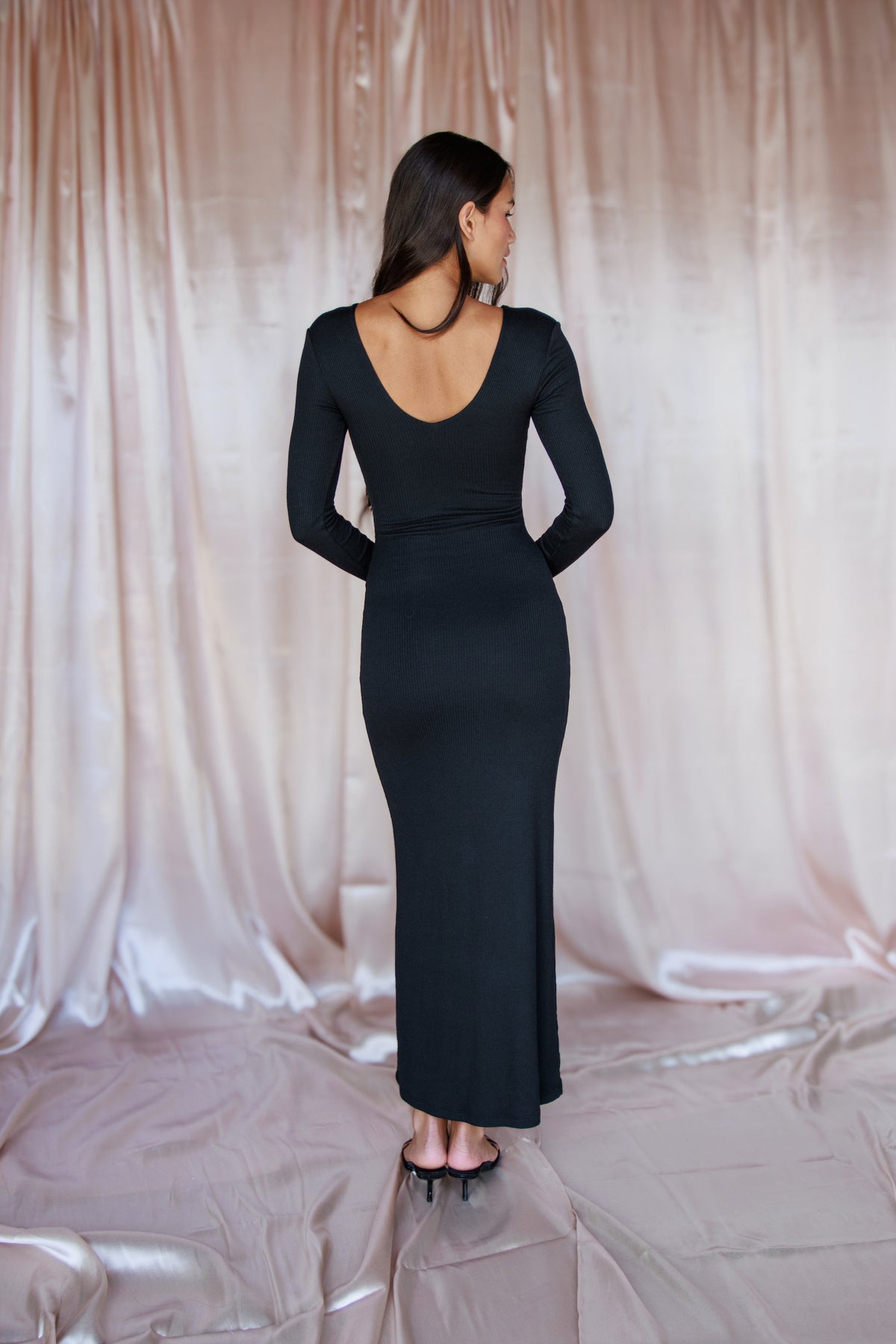 Holly Dress Ribbed - Black