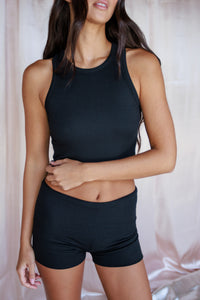 Monica Crop Ribbed - Black
