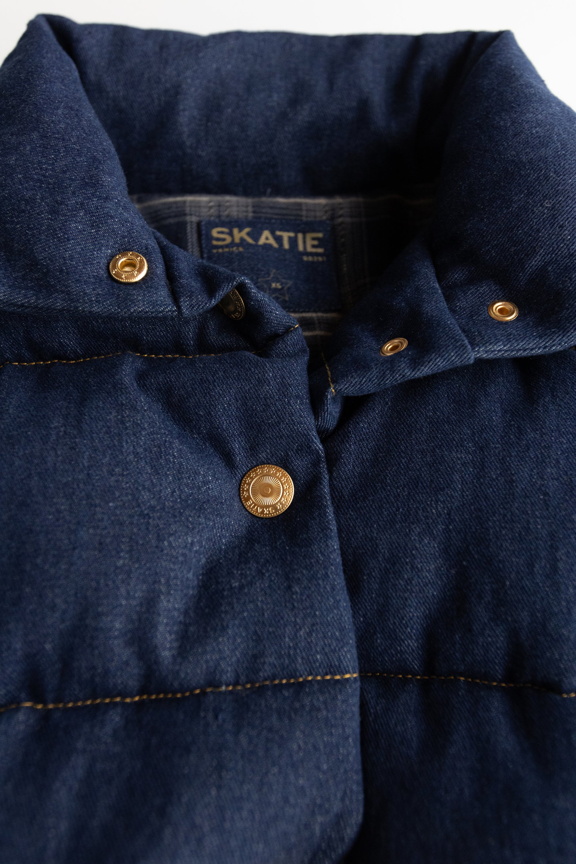 Denim Puffer Jacket - Raw Denim