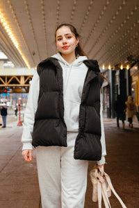 Oversized Puffer Vest - Black