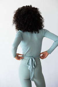 Danielle Wrap Top Jersey - Sage
