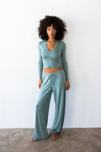 Henley Top Baby Ribbed - Sage