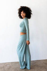 Henley Top Baby Ribbed - Sage