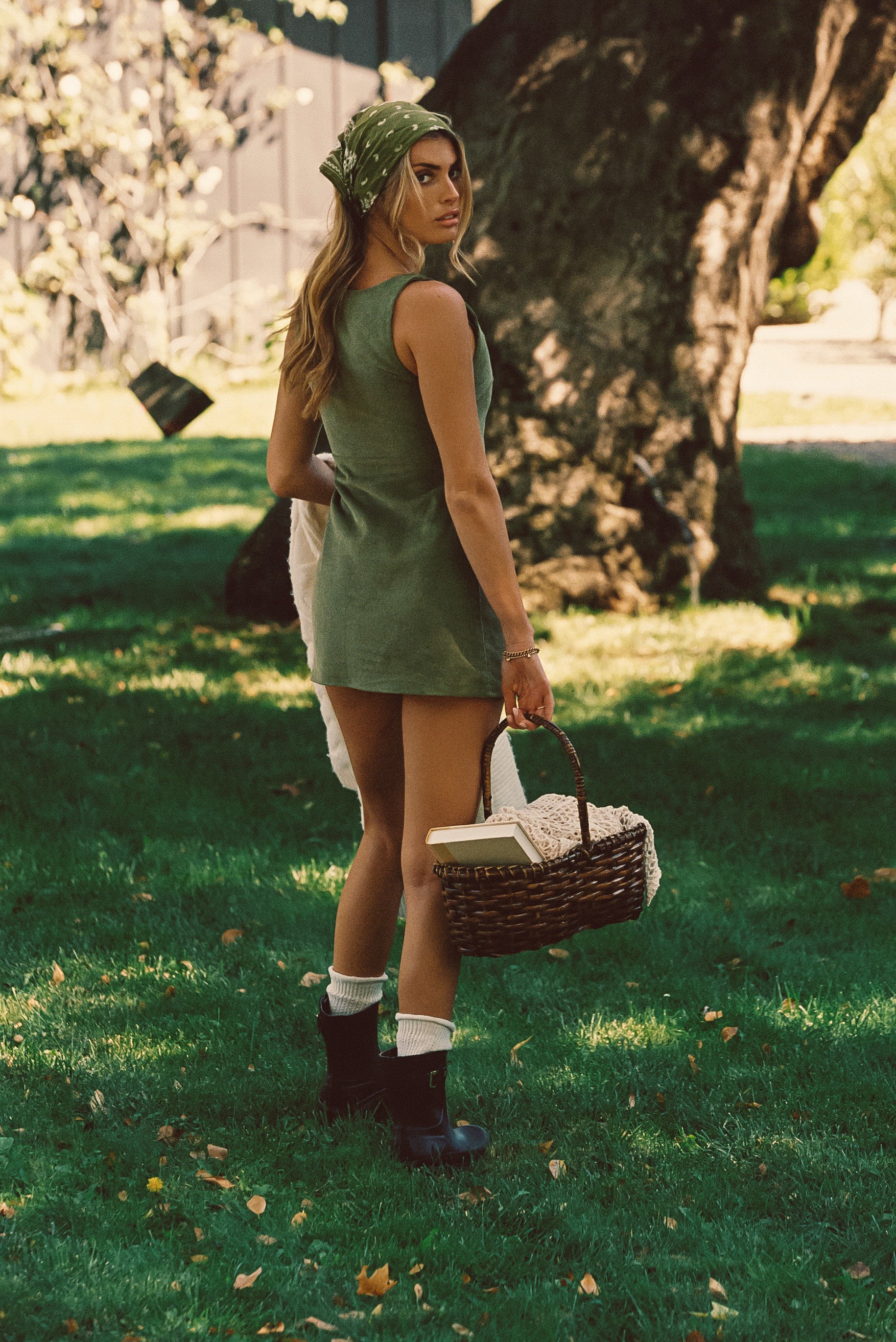 Icon Mini Dress Corduroy in Olive Corduroy SKATIE Icon Mini Dress Corduroy in Olive Corduroy SKATIE