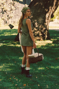 Icon Mini Dress Corduroy - Olive Corduroy