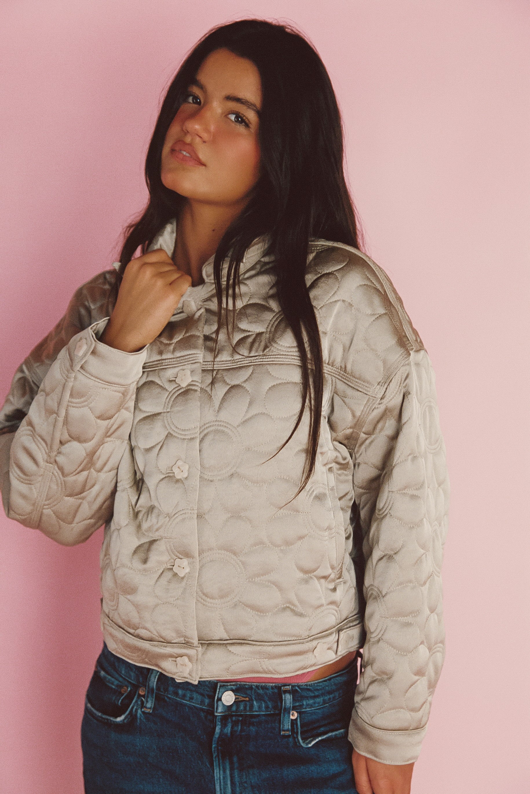 Quilted Bomber Jacket - Daisy