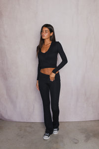 Britney Pants Baby Ribbed - Black