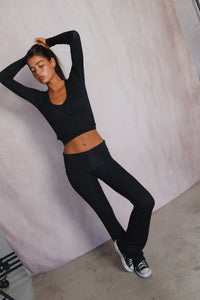 Britney Pants Baby Ribbed - Black