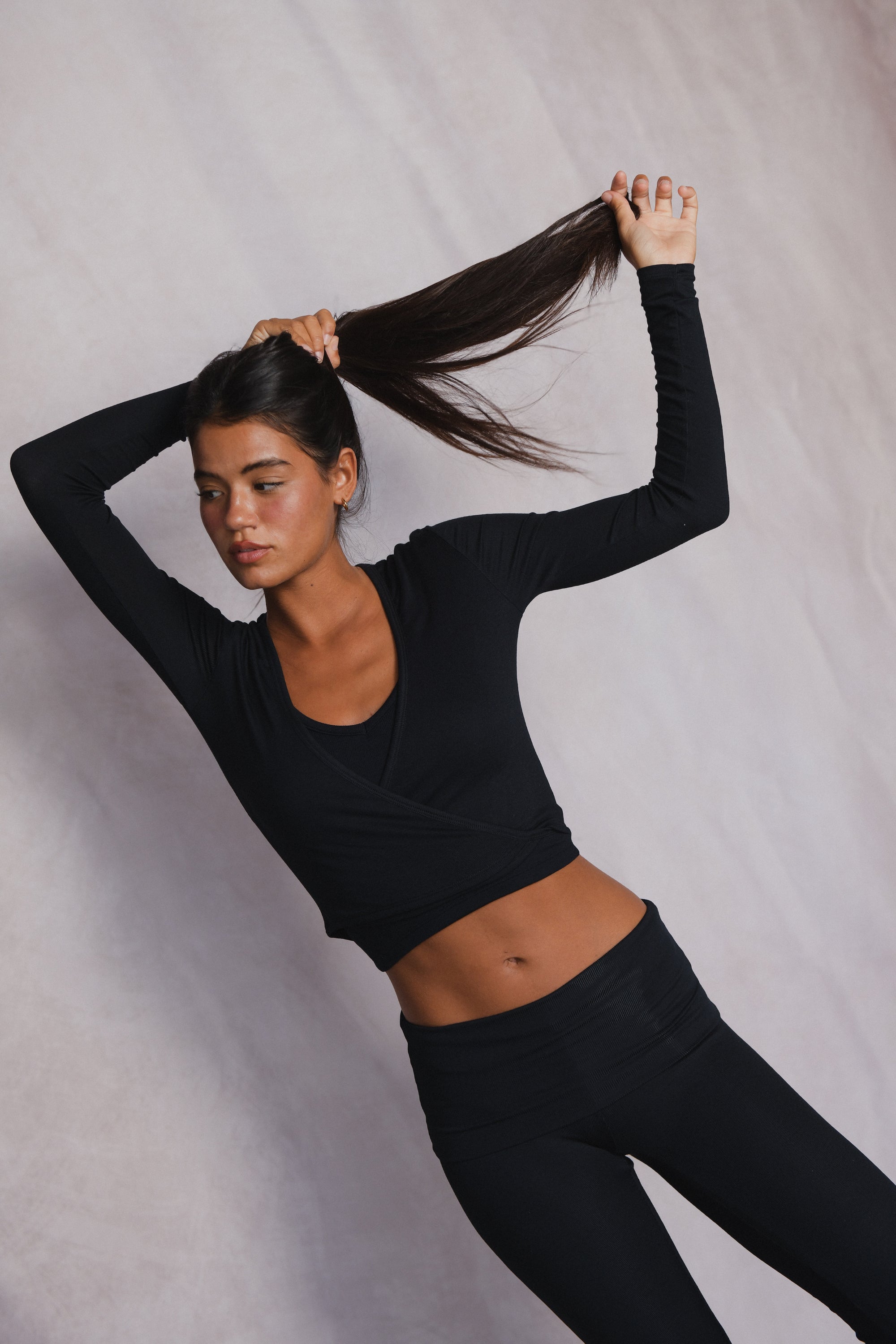 Margot Wrap Top Baby Ribbed - Black