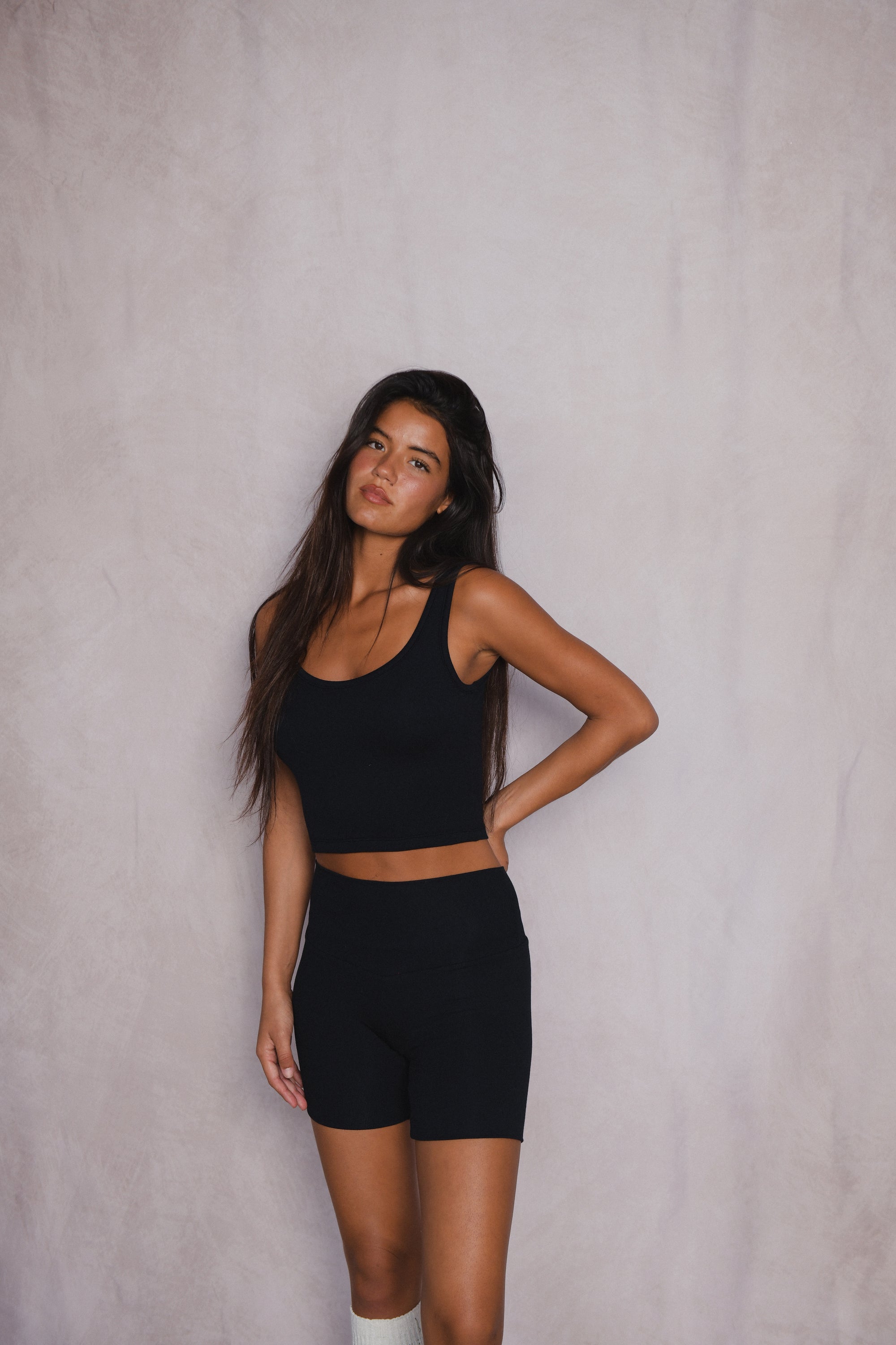 Stephanie Tank Baby Ribbed - Black