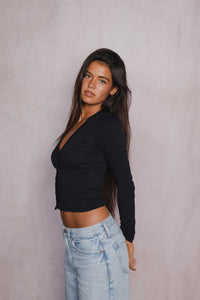 Clara Cardigan Baby Ribbed - Black