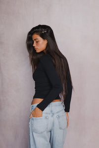 Clara Cardigan Baby Ribbed - Black