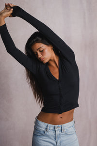 Clara Cardigan Baby Ribbed - Black