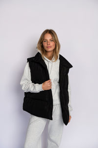 Oversized Puffer Vest - Black