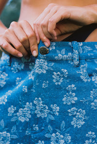 Nara Pants - Floral Denim