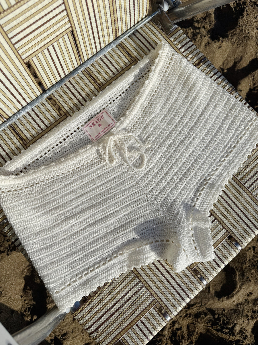 Scottie Shorts - White Crochet