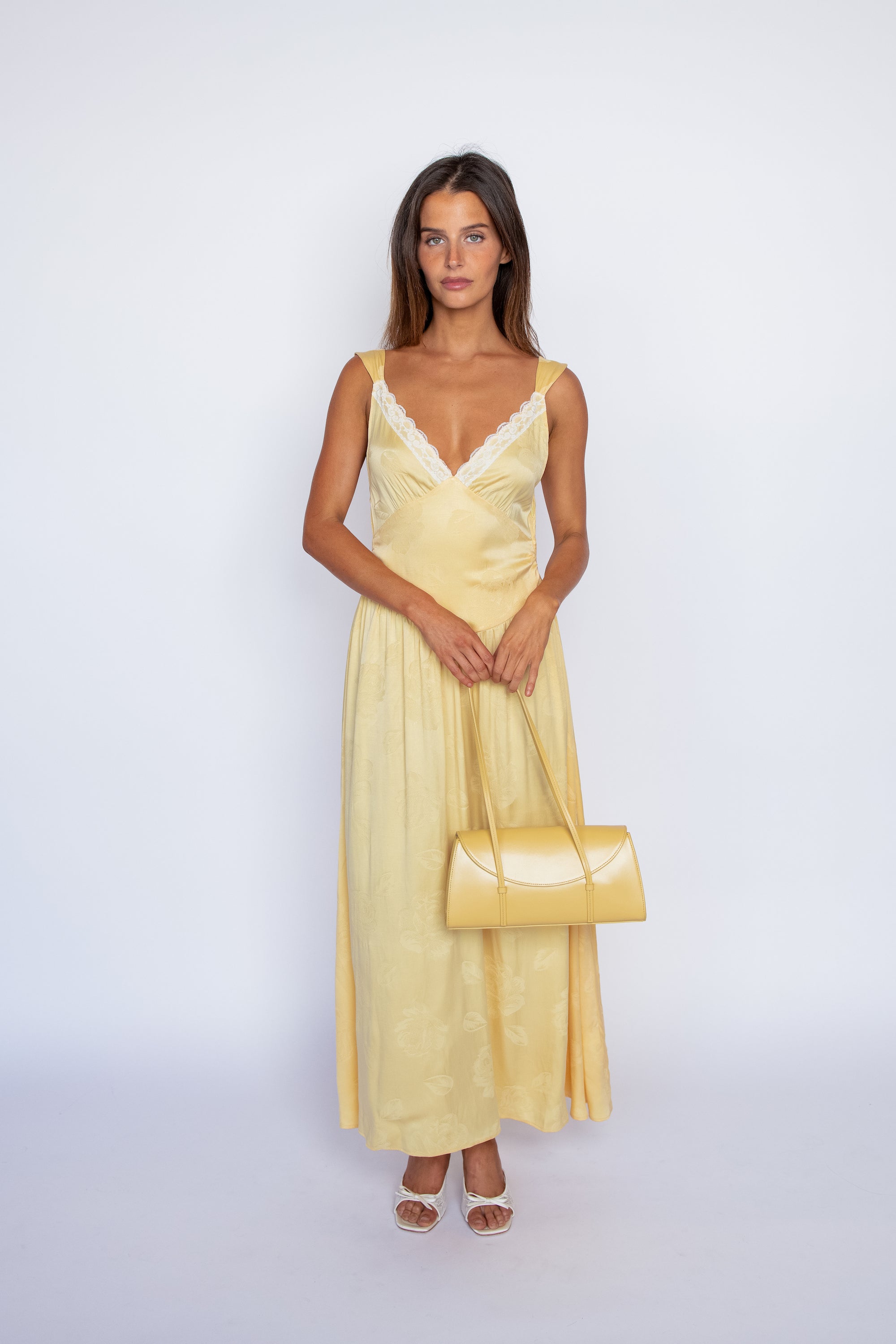 Perla Dress with lace - Lemon