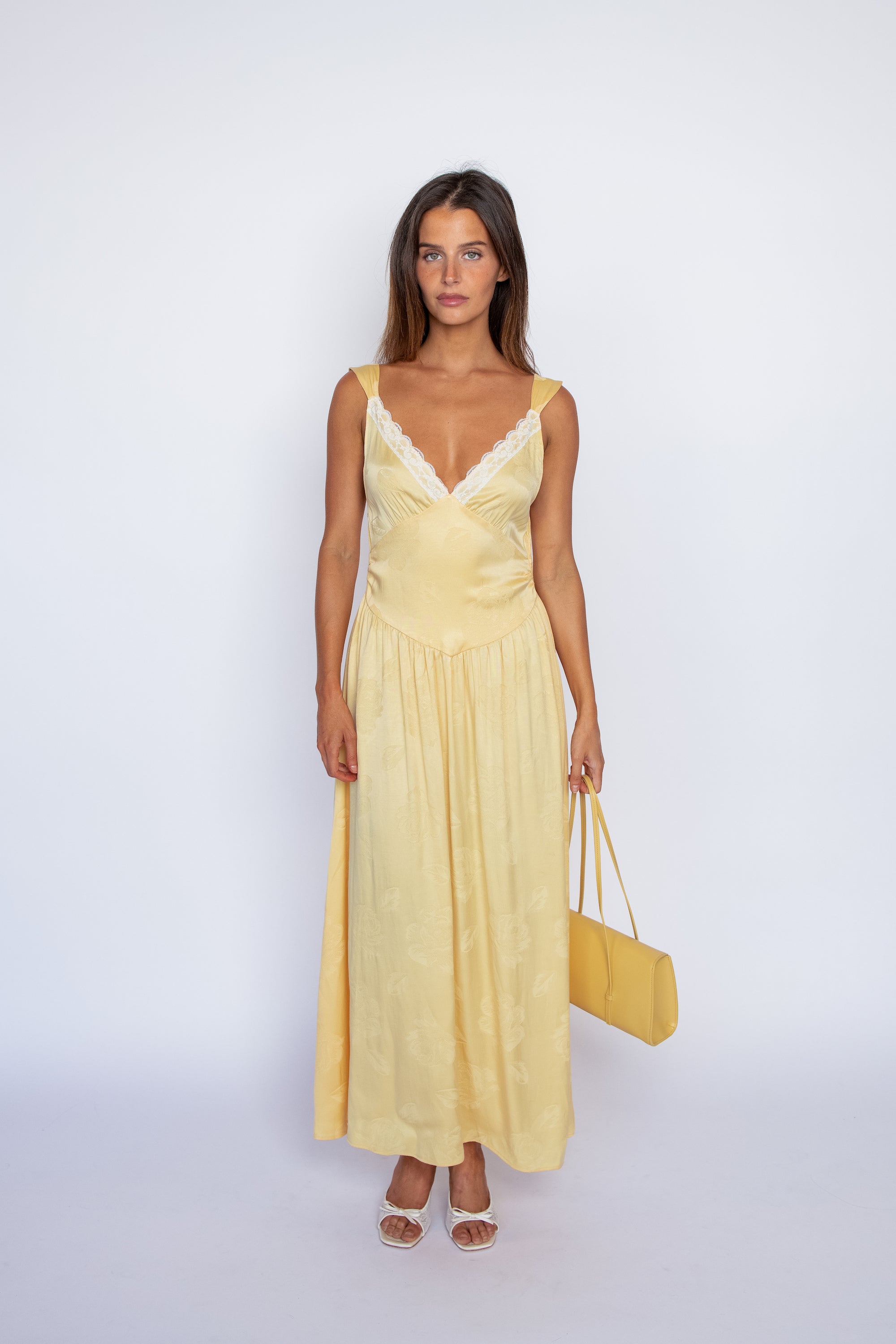 Perla Dress with lace - Lemon