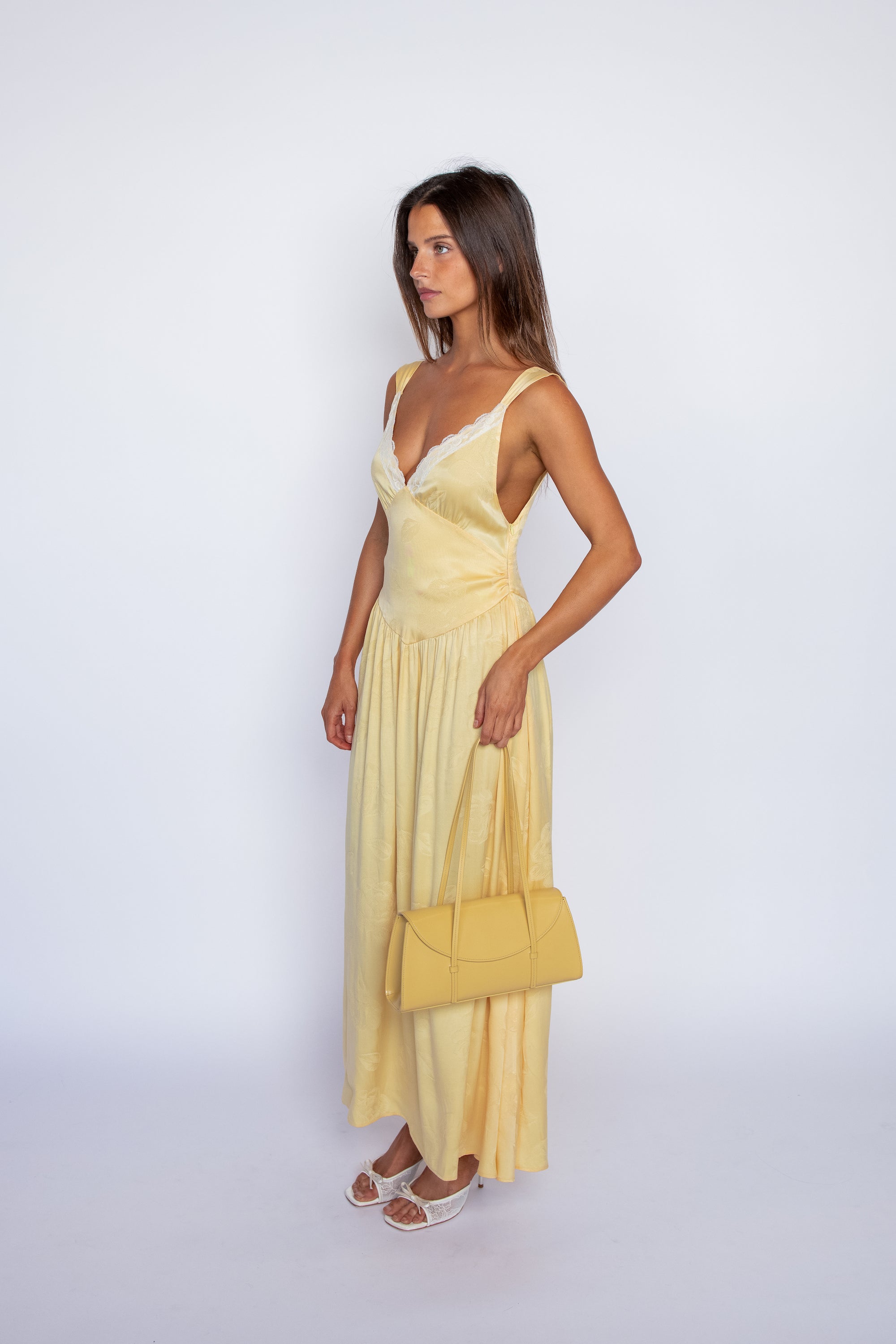 Perla Dress with lace - Lemon