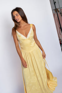 Perla Dress with lace - Lemon