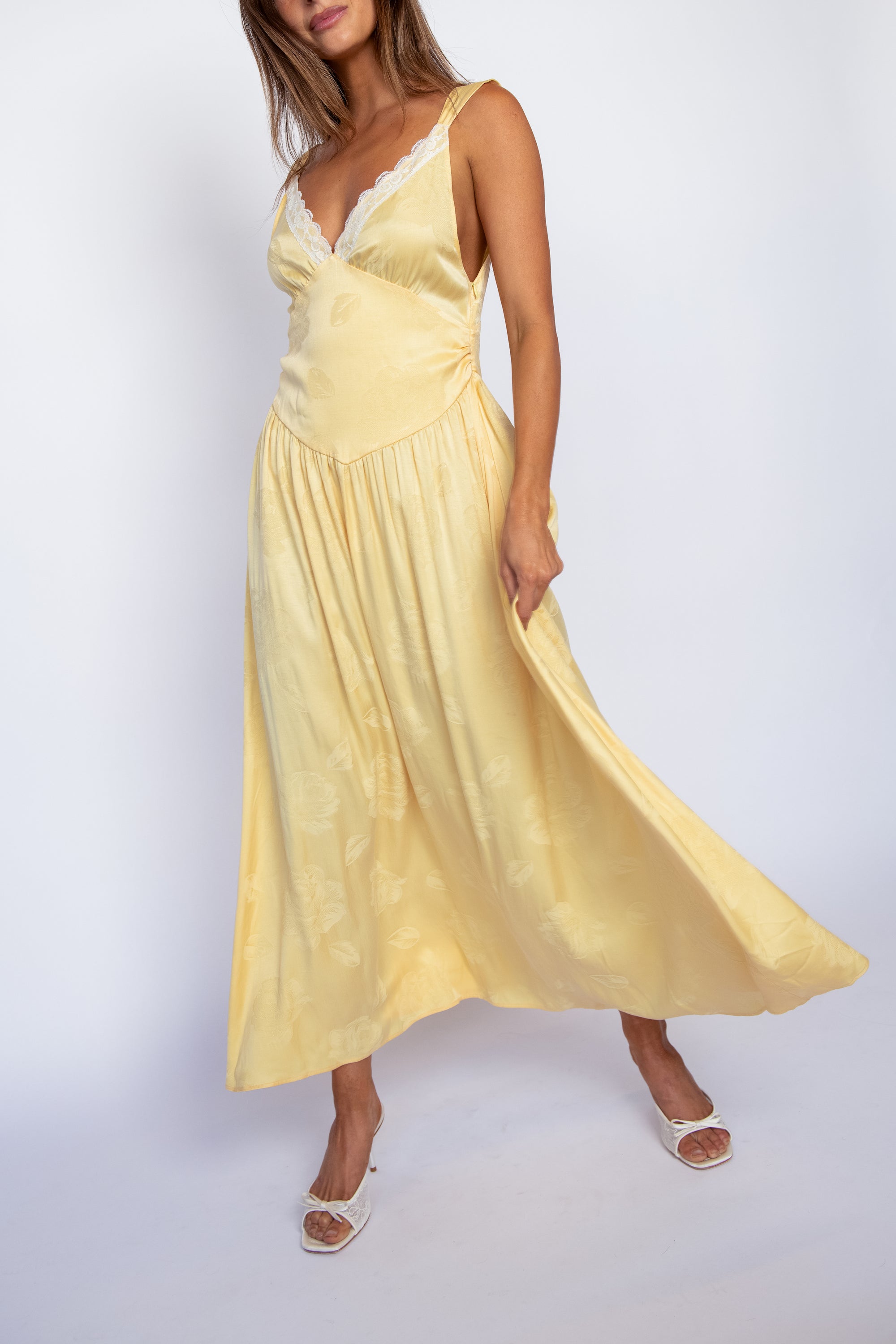 Perla Dress with lace - Lemon