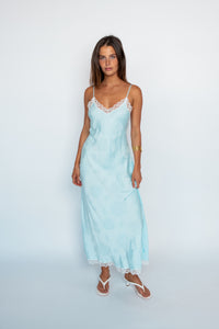Elodie Dress with lace - Sky