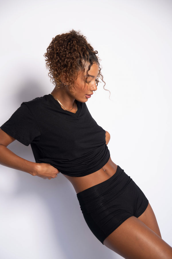 Cozy Short Ribbed - Black