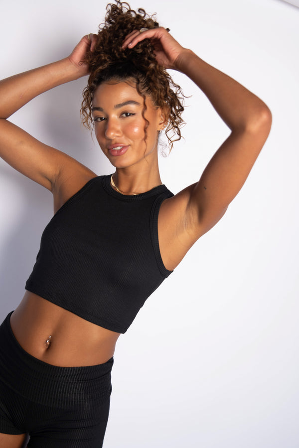 Monica Crop Ribbed - Black