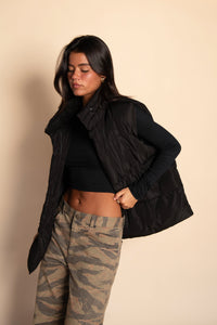 Oversized Puffer Vest - Black