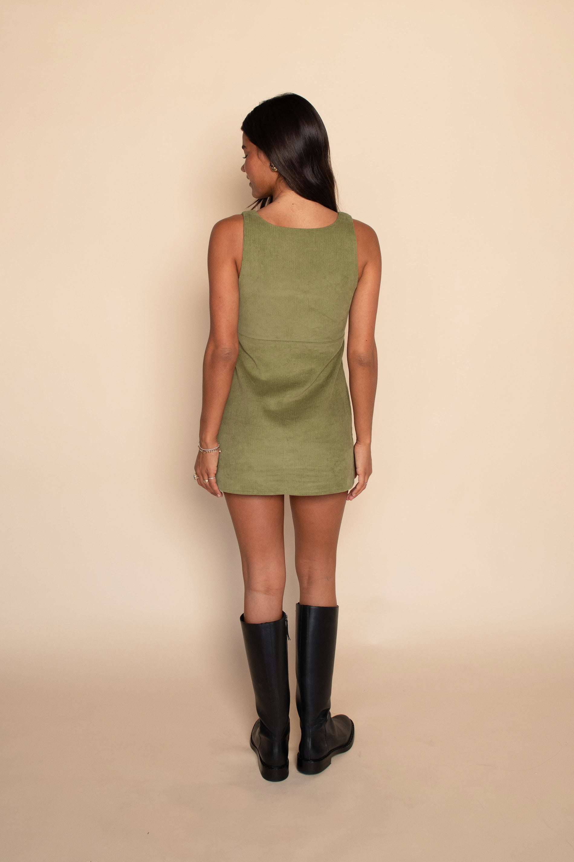 Icon Mini Dress Corduroy - Olive Corduroy