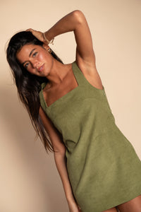 Icon Mini Dress Corduroy - Olive Corduroy