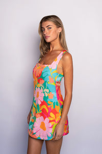 Icon Mini Dress Satin - Flamingo
