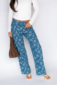 Nara Pants - Floral Denim