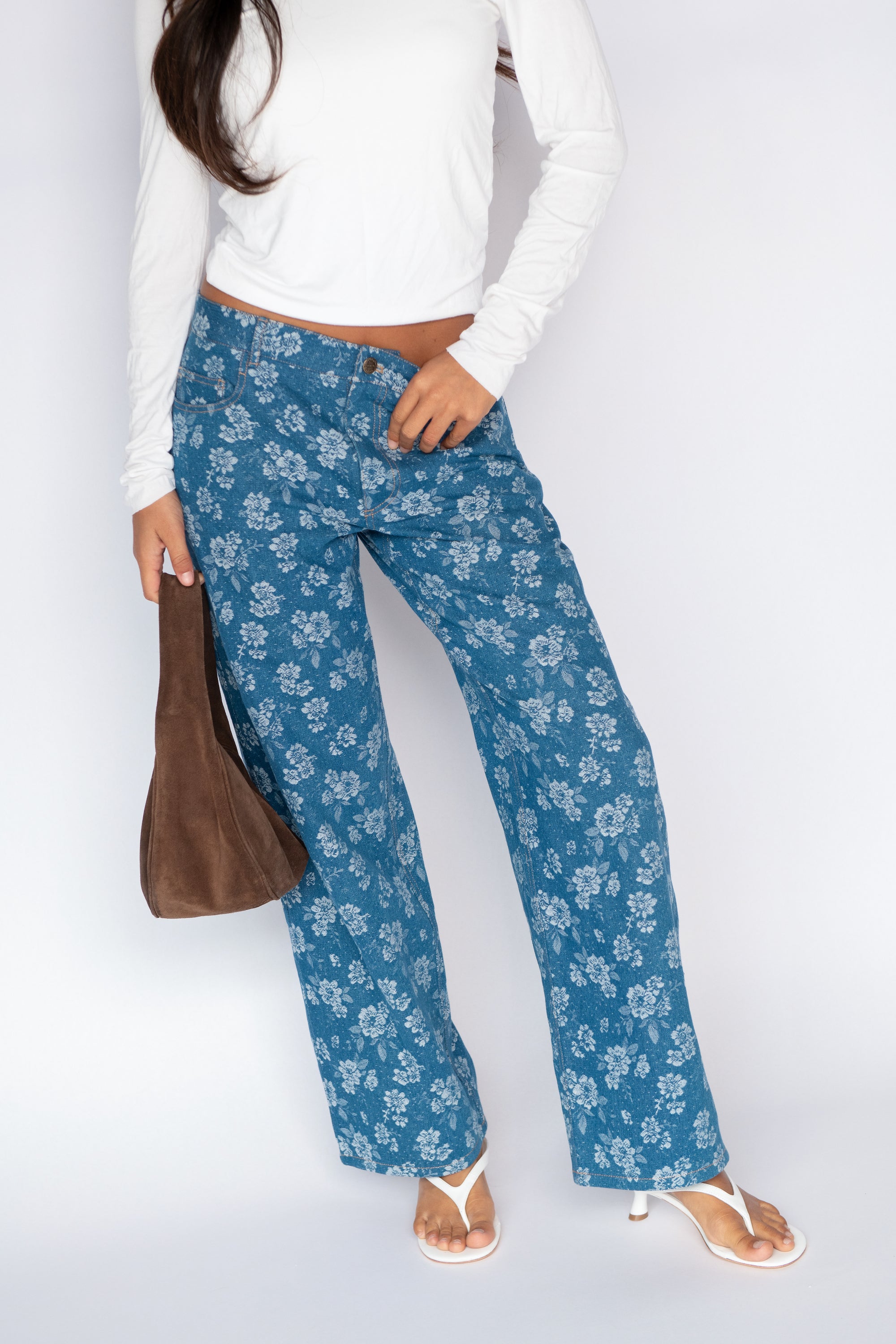Nara Pants - Floral Denim