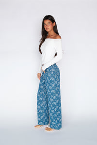 Nara Pants - Floral Denim