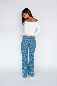 Nara Pants - Floral Denim