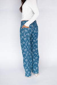 Nara Pants - Floral Denim