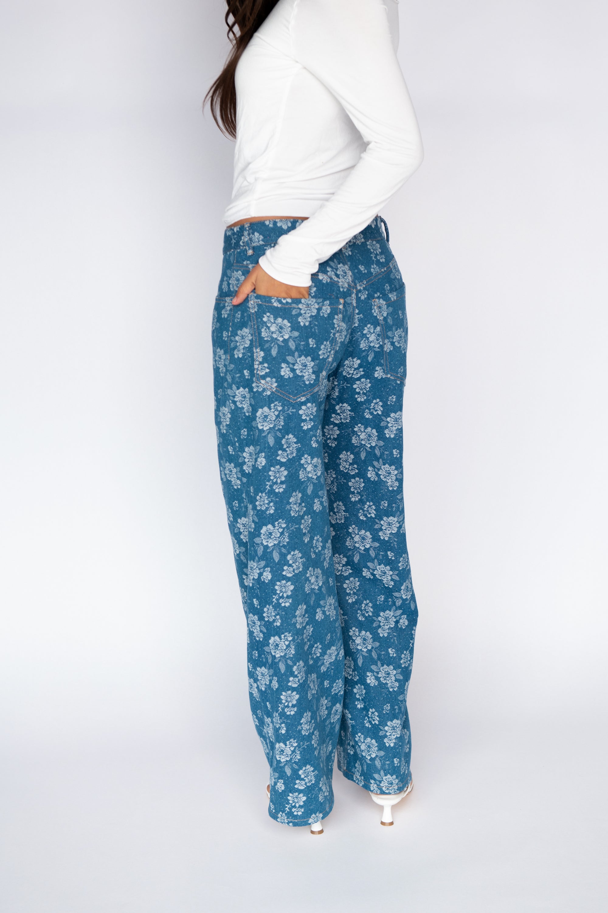 Nara Pants - Floral Denim