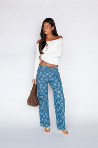Nara Pants - Floral Denim