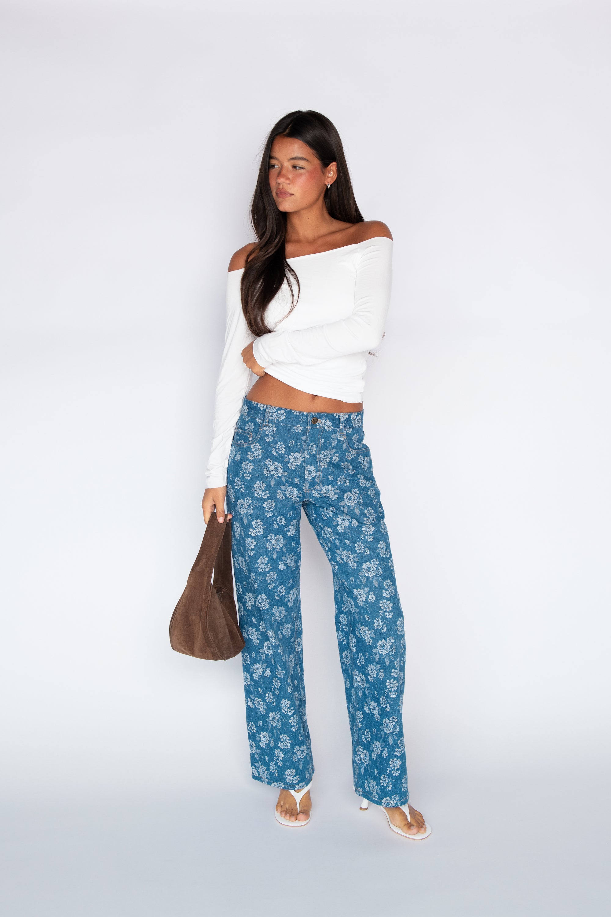 Nara Pants - Floral Denim