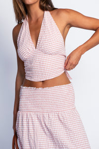 Adriana Top - Pink Gingham