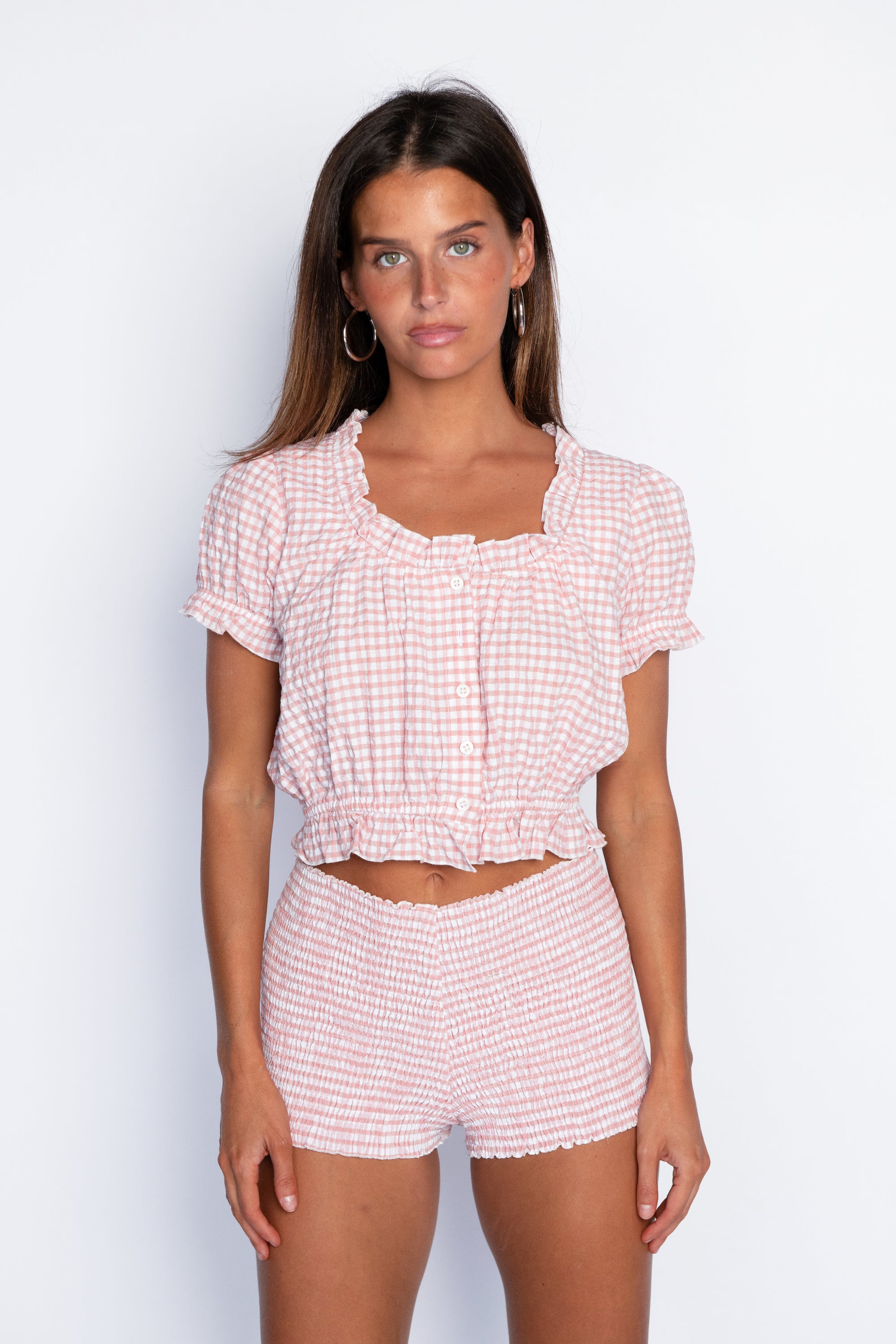 Millie Top - Pink Gingham