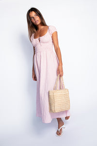 Josephine Midi Dress - Pink Gingham