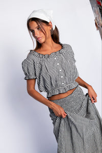 Wren Skirt - Black Gingham