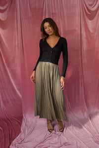 Stella Maxi Skirt Sparkle Jersey - Gold Metallic