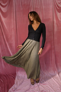 Stella Maxi Skirt Sparkle Jersey - Gold Metallic