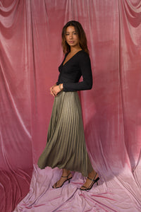 Stella Maxi Skirt Sparkle Jersey - Gold Metallic